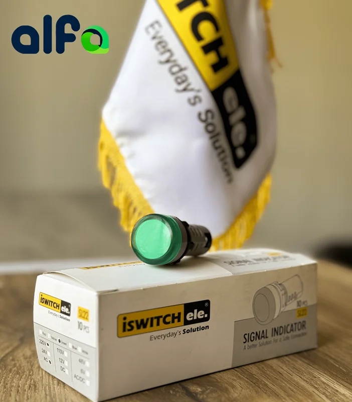 چراغ سیگنال 220 ولت  سبز- برند آی سوییچ